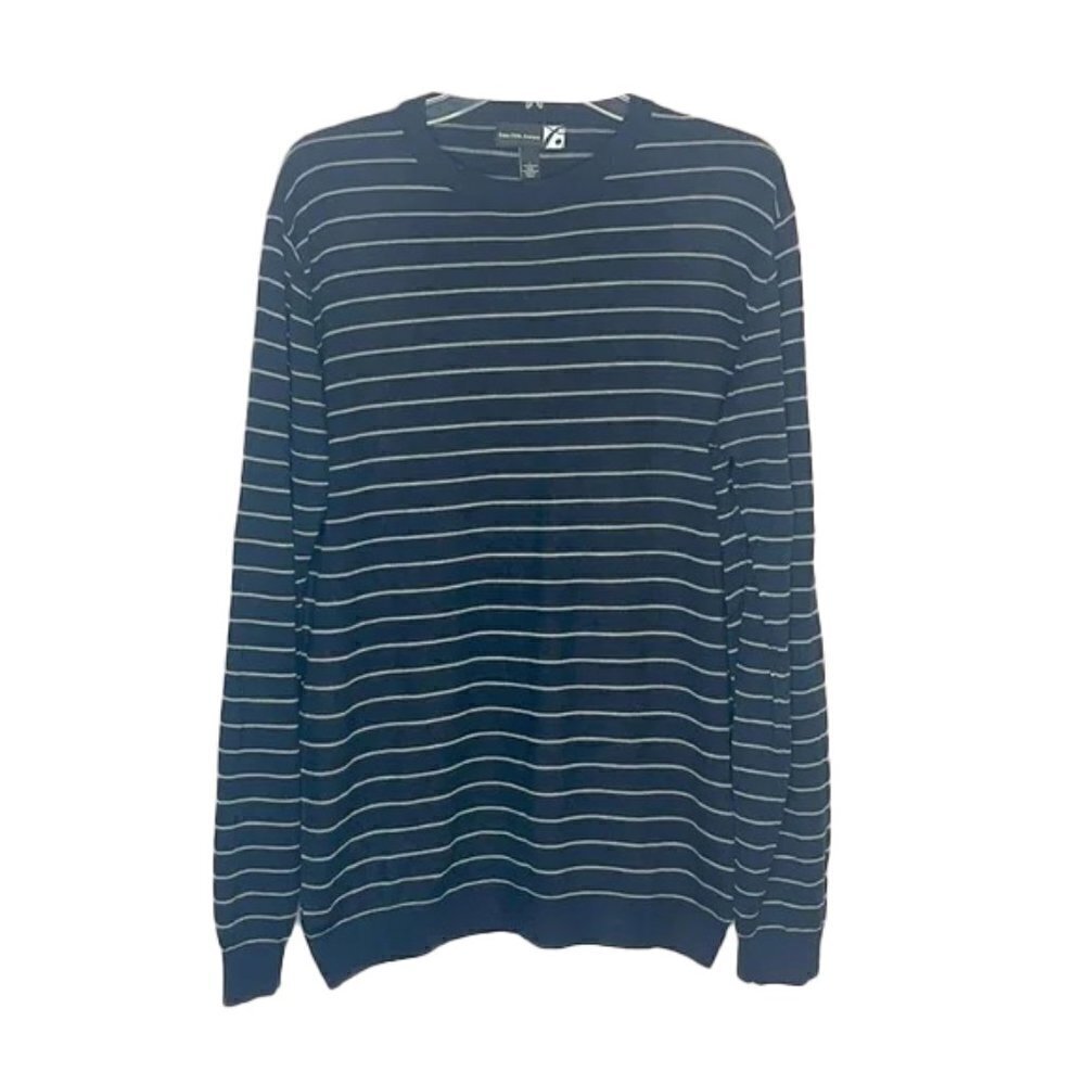 SAKS FIFTH AVENUE COLLECTION Mens navy Striped Wool Sweater size large
